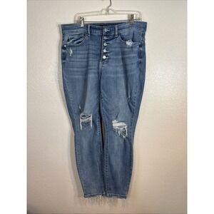 Judy Blue Boyfriend Fit Distressed Button Fly Jeans Size 16W Denim